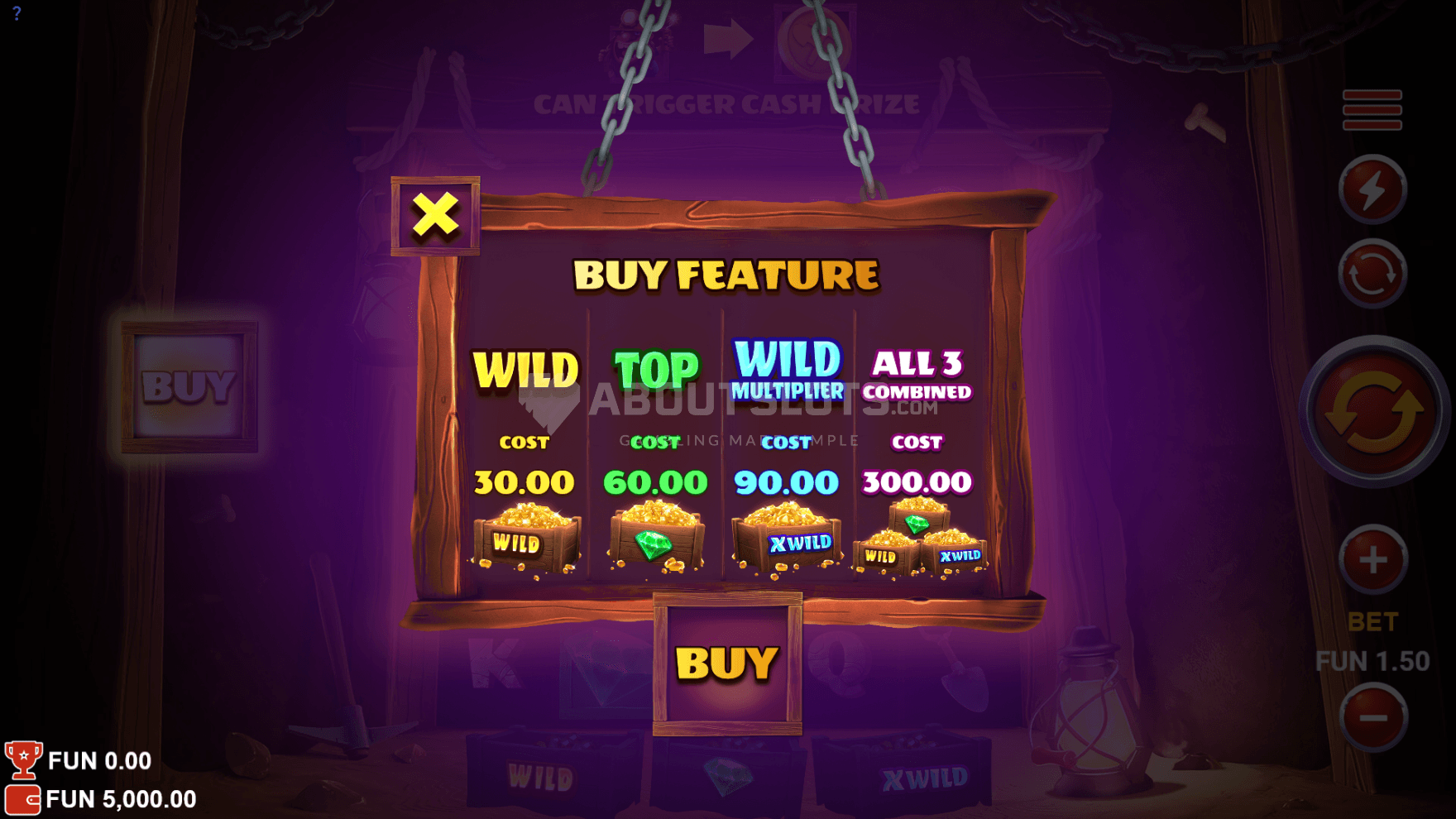There are 4 Feature Buy options to choose from