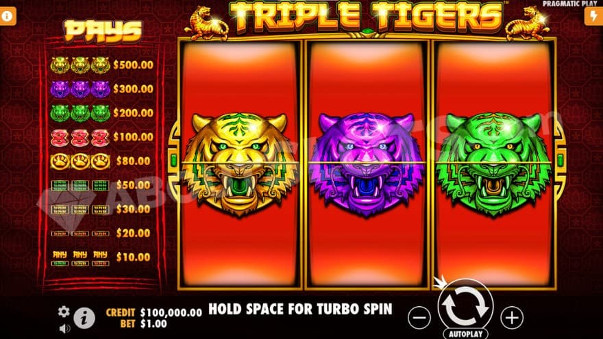 Base game where you can see a paytable for the symbols on the left.