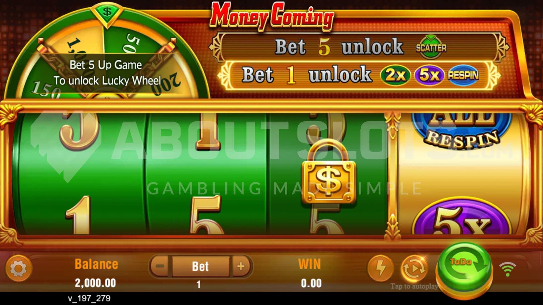 The 3rd reel and various features are locked behind a higher bet price