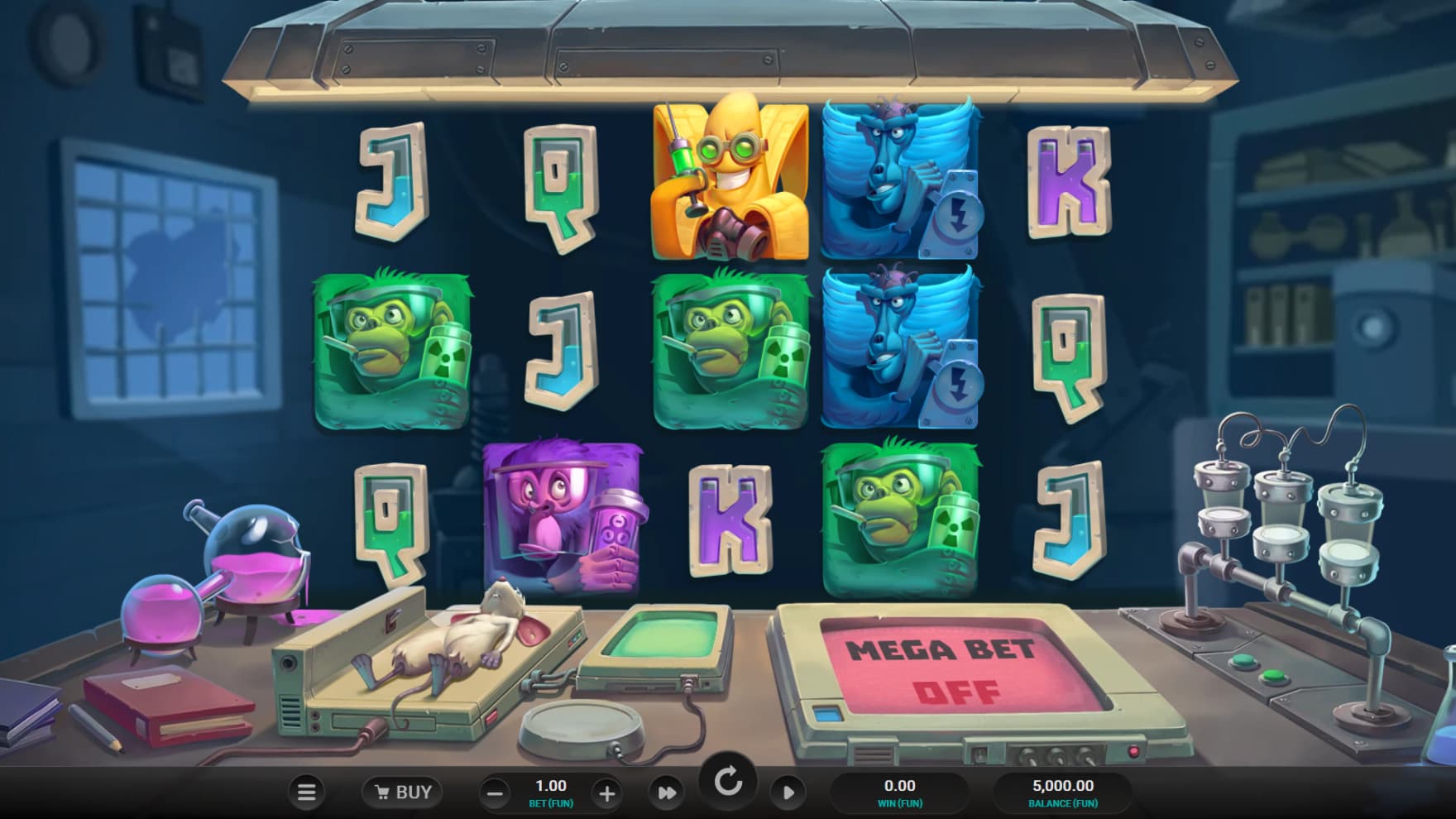 Various monkeys crowd the reels as there's hints of more escaping from a broken window in the background