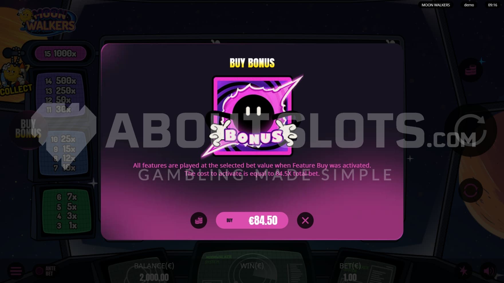 There is a feature buy option that allows you to instantly enter the bonus game