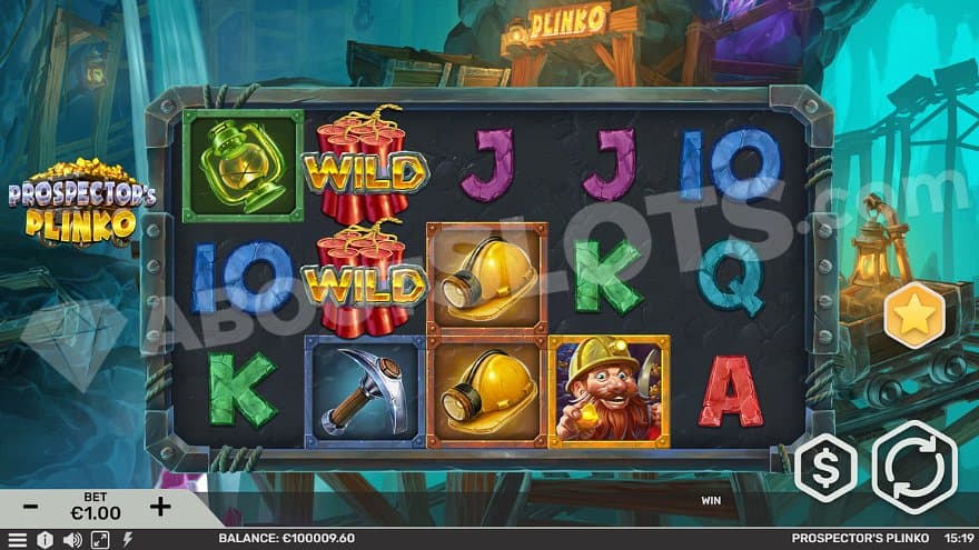 Five casino slot reels in a mine.