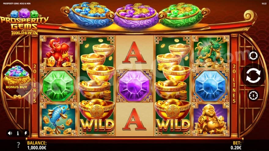 Base game with two fully expanded wilds on the reels.