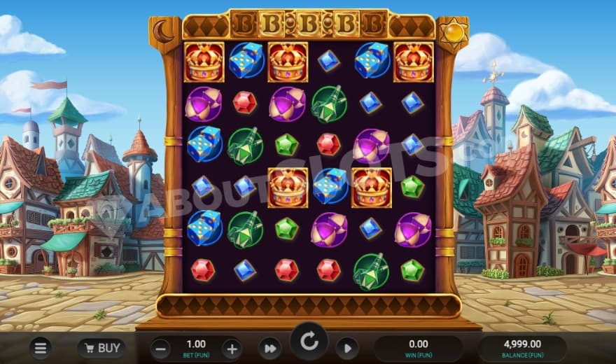 Base game where you can see a medieval village in the background.