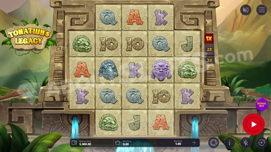 Base game where you can see a temple around the reels.