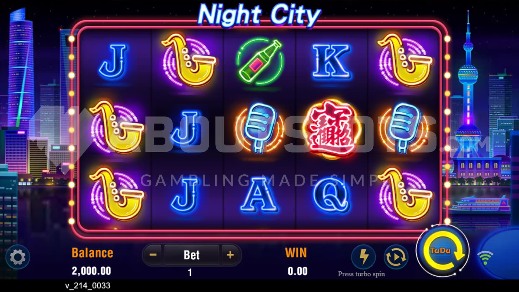 A jazzy playing grid with a view of a city that never sleeps