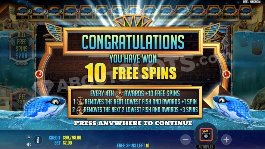 Intro to the free spins feature is being showed.