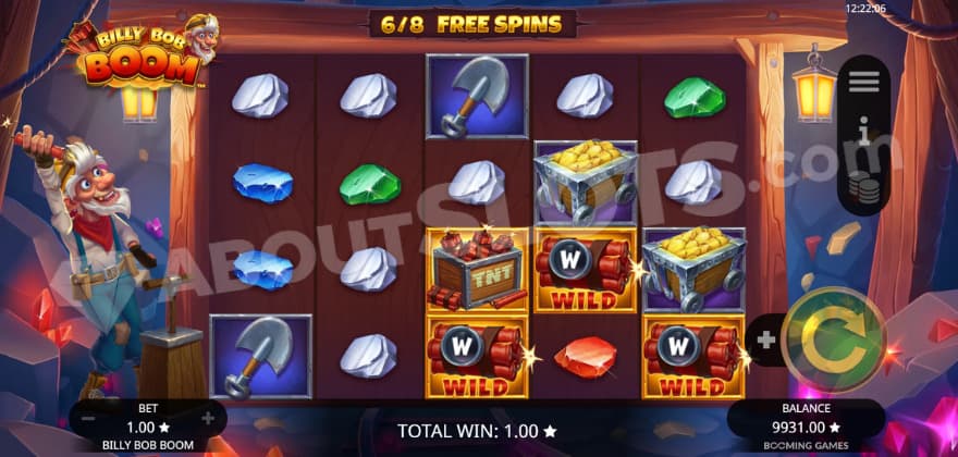Free Spins bonus game where you can see wild symbols on the reels.