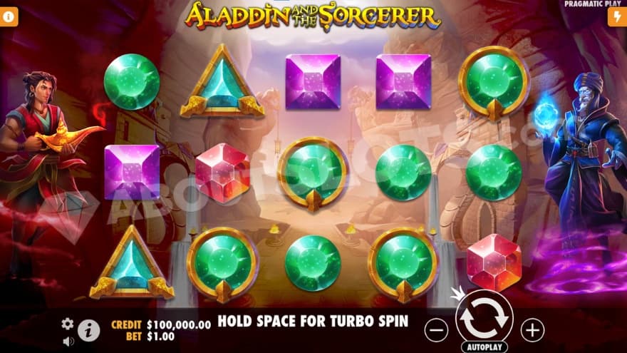 Base game where you can see Aladdin to the left, and the sorcerer to the right.