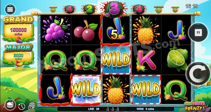 Bonus game with where the grand and major Jackpots can be seen to the left.