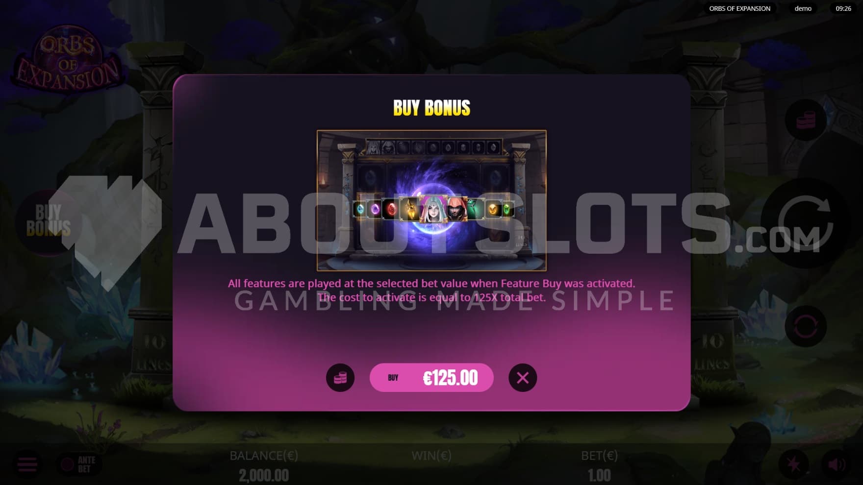 There is one Feature Buy option to instantly enter the bonus game