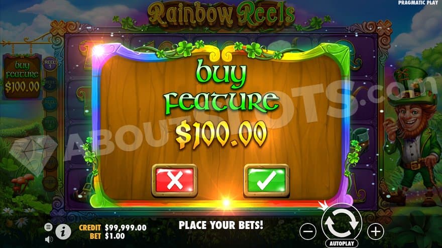 A menu offering the Free Spins for 100X the bet.