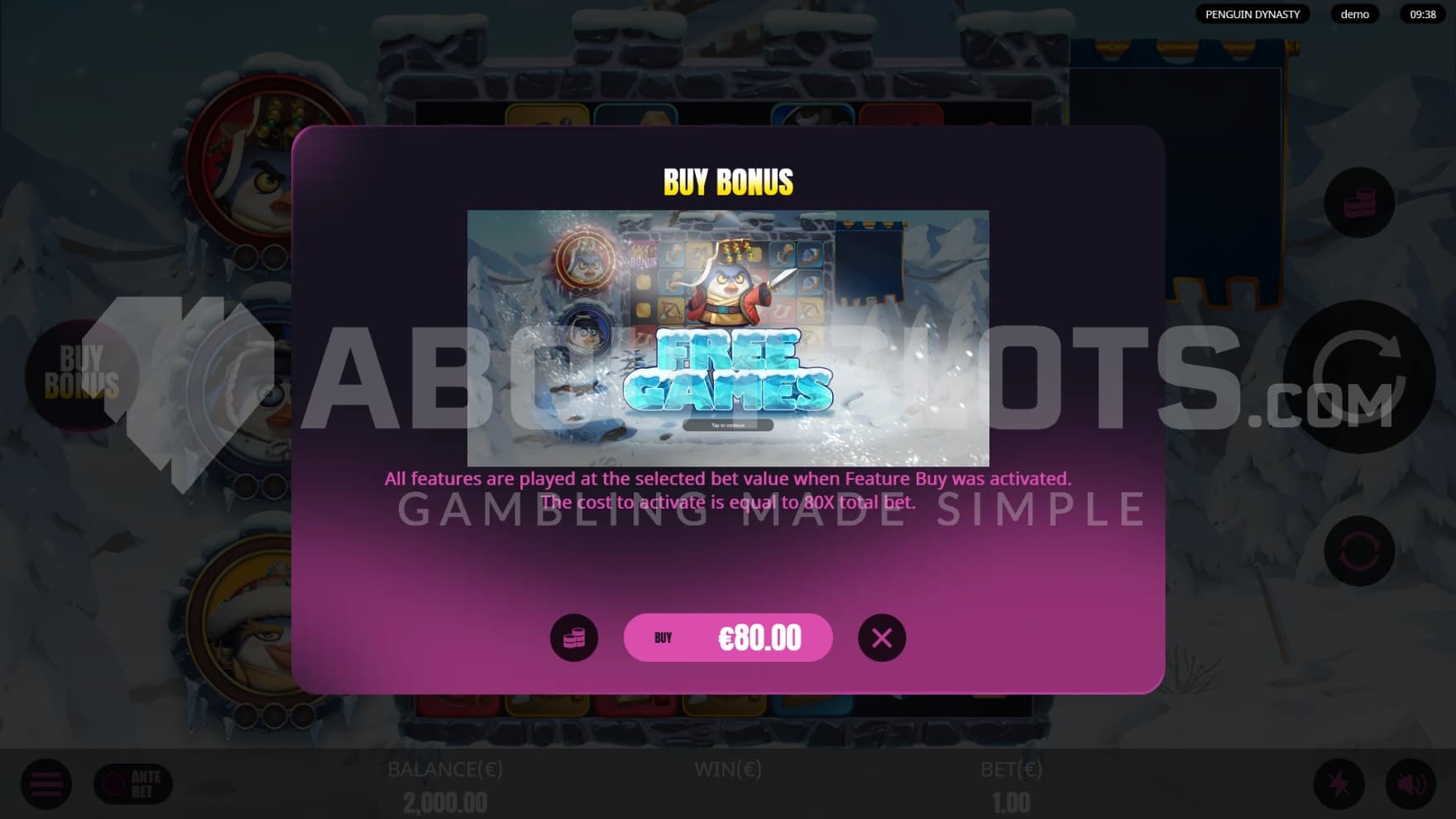 There is one Feature Buy option to help you trigger the bonus game