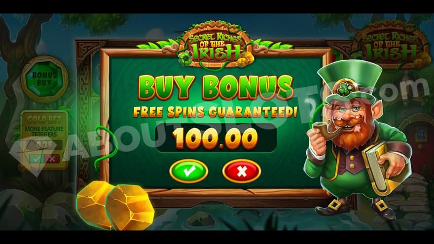 A menu offering the Free Spins for 100X the bet.