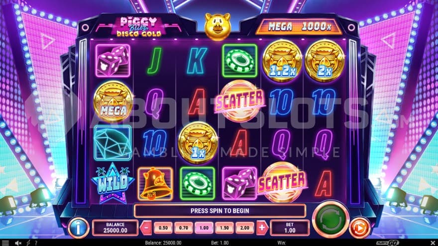 Bright neon lights and walls surround the catwalk that the playing grid is sat upon