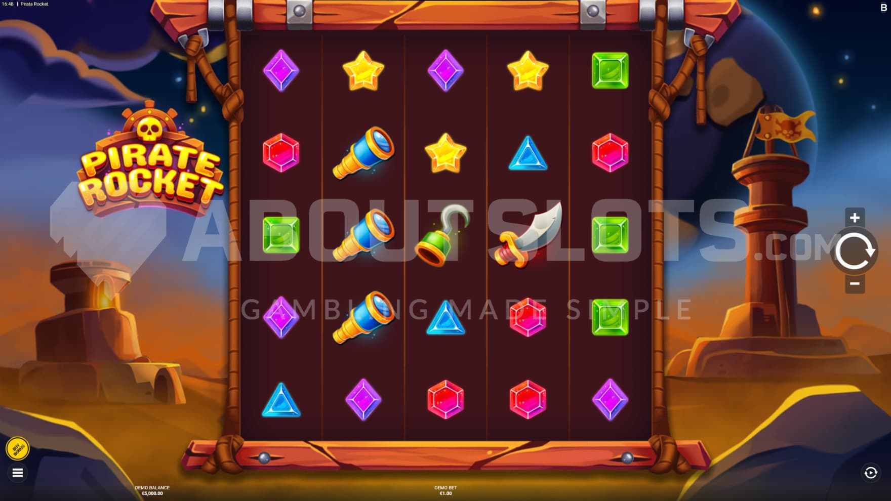 The background of the playing grid shows your pirate base and flag flying high