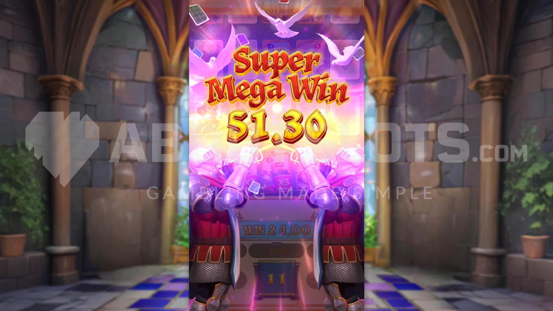 A big win has been hit, giving you a small congratulation message