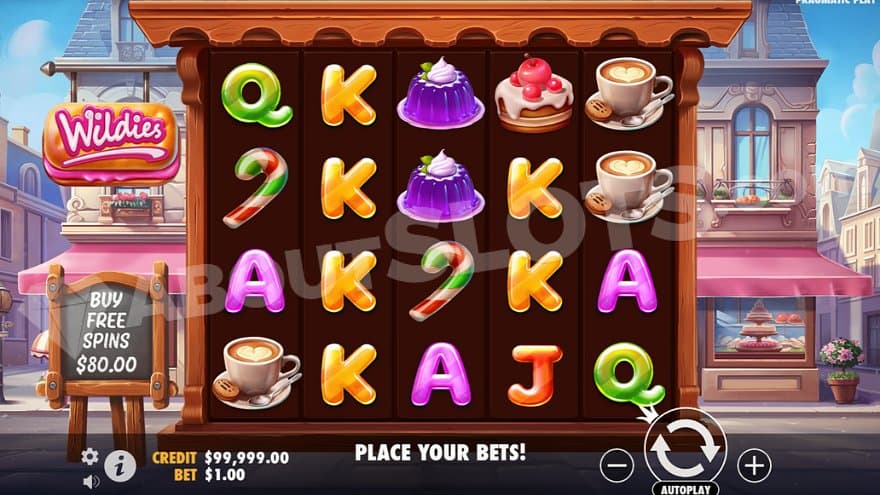 A casino slot outside a cafe.