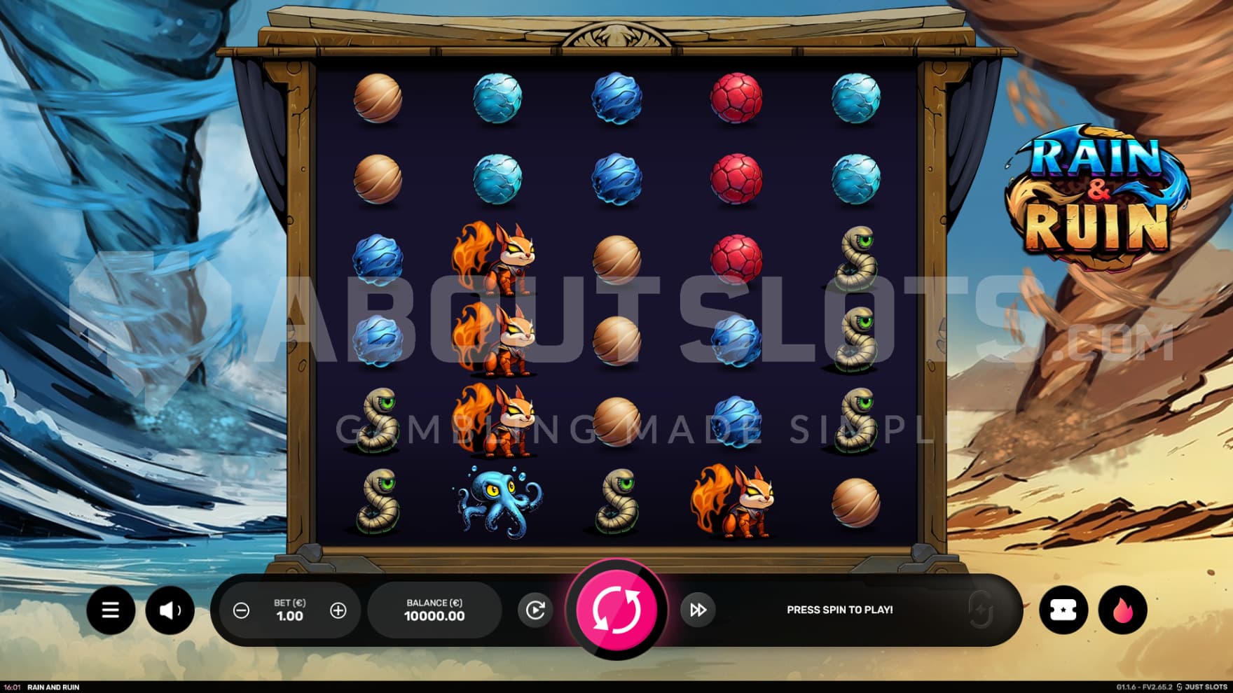 The playing grid is surrounded by harsh storms and tornadoes