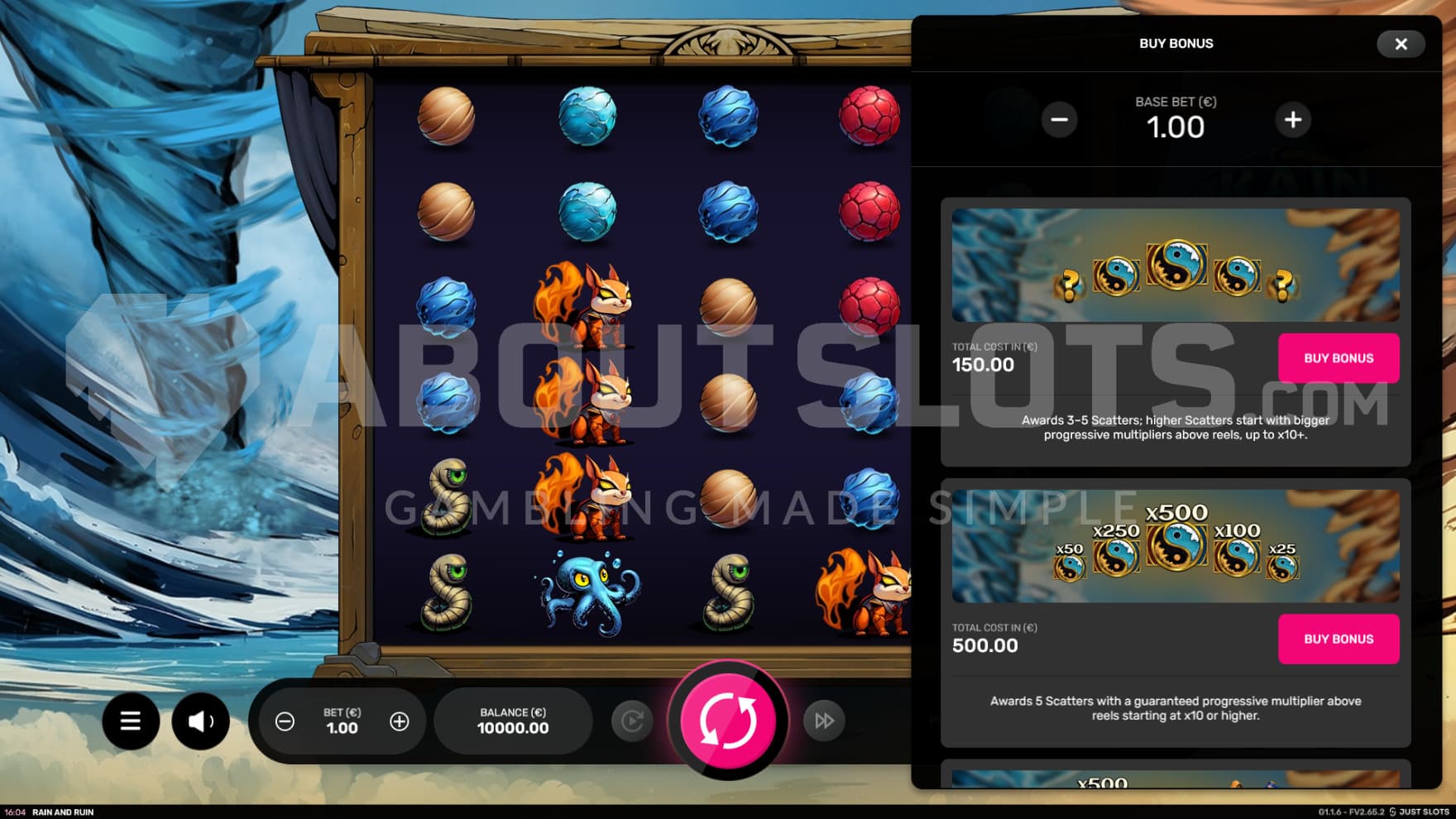 A feature buy option shows up on the side of the playing grid