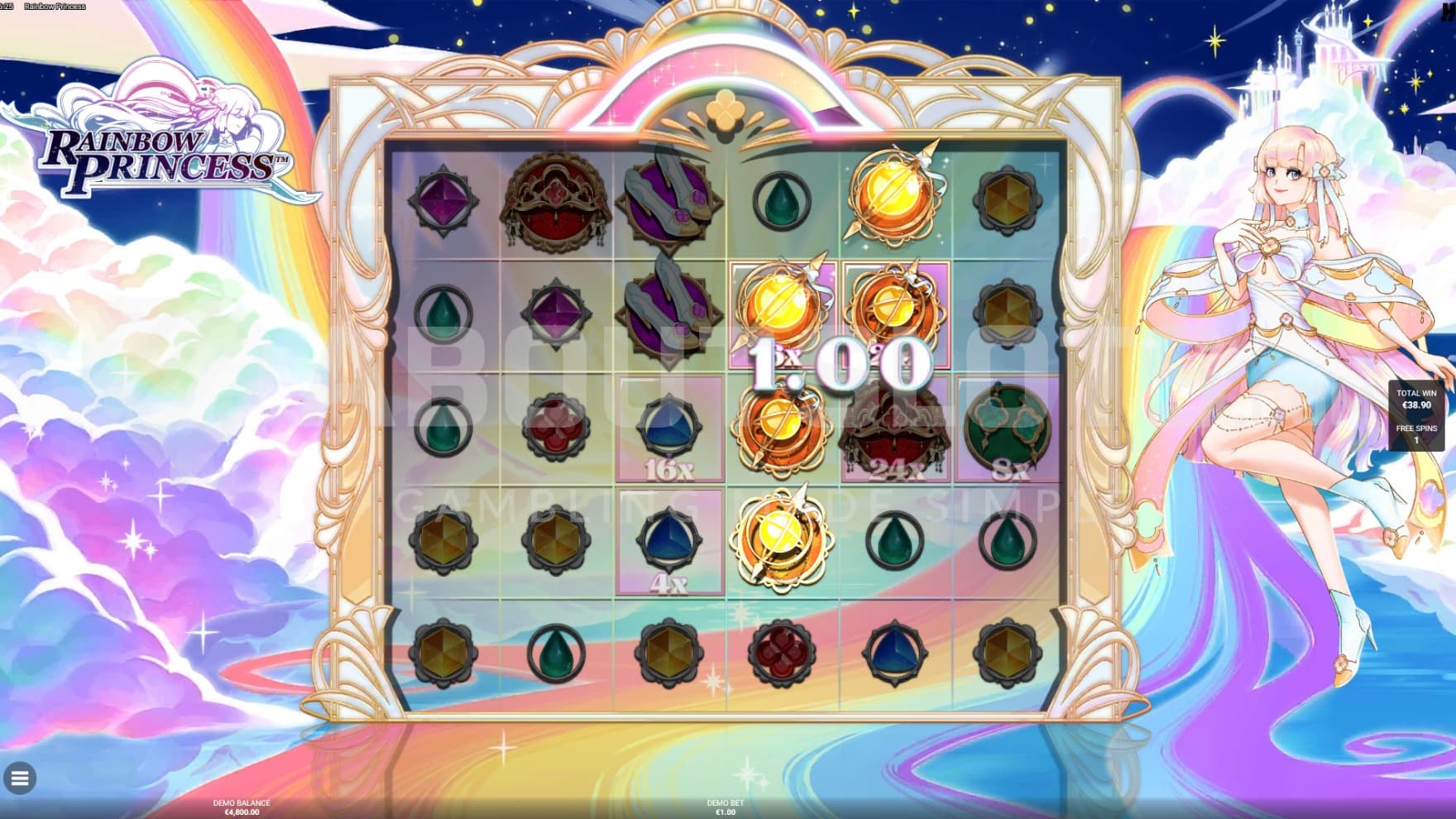 Magic Frame Multipliers remains sticky during the Free Spins