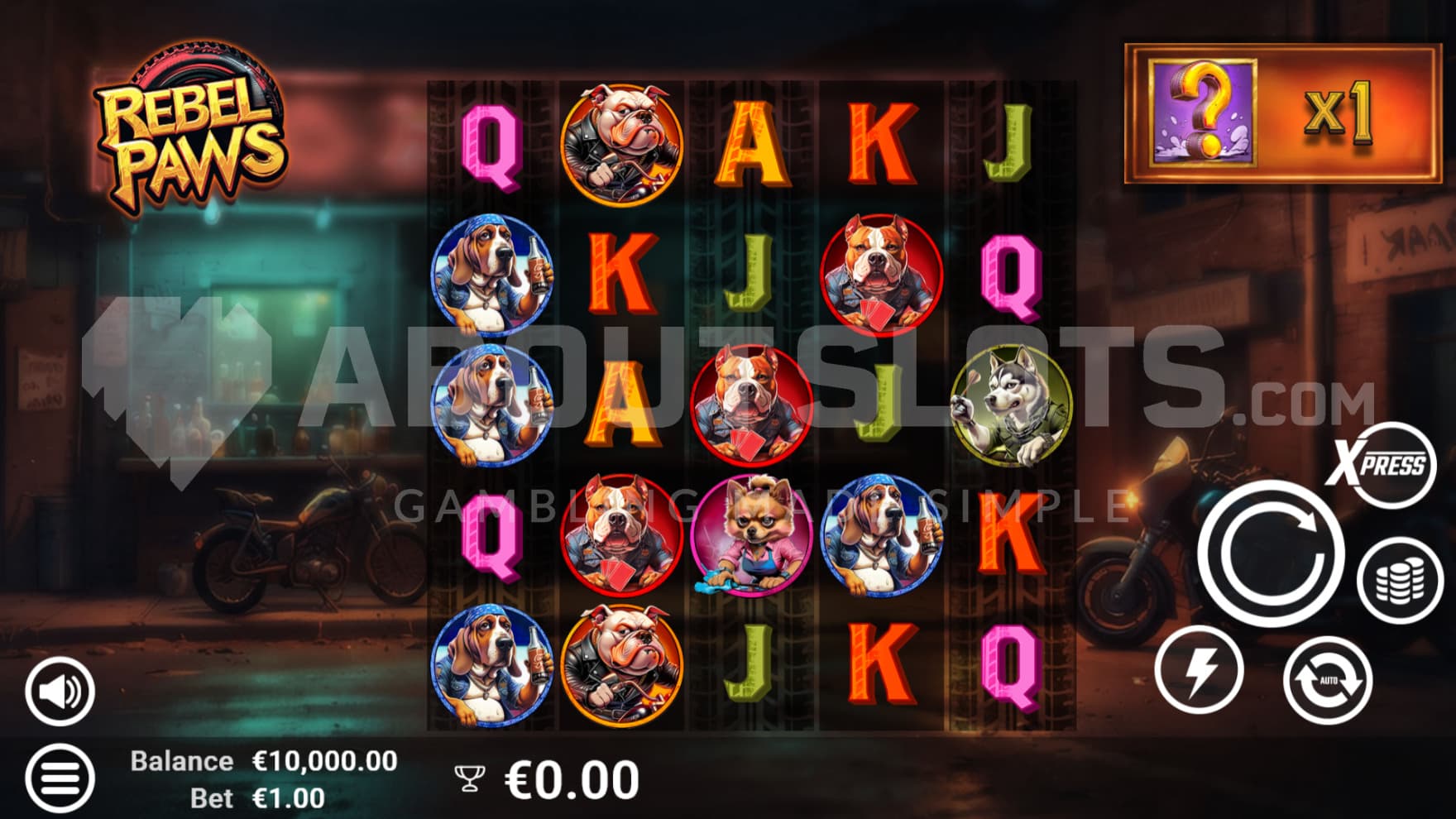 The base game is set outside a dingy bar with a bunch of bikes outside of it