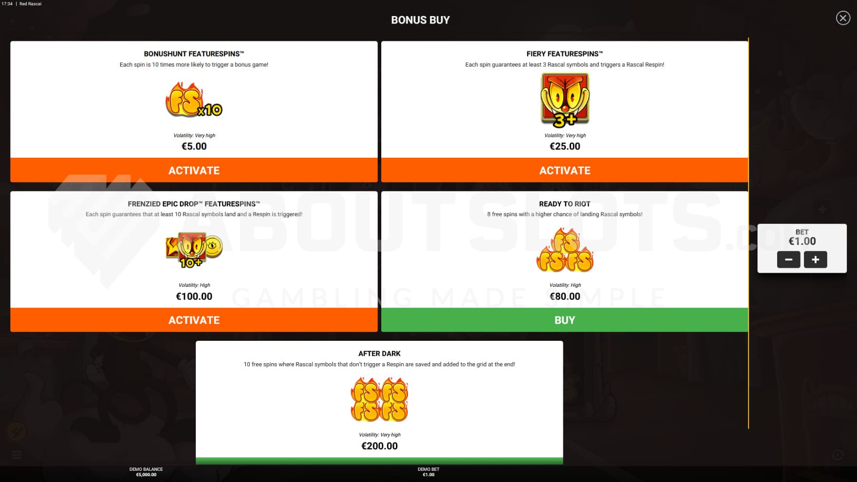 There are multiple Feature Buy options to switch between