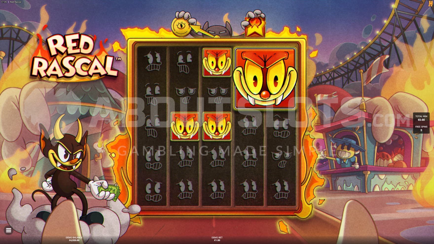 The Rascal Respins has triggered in the Free Spins, with the pendulum above the playing grid