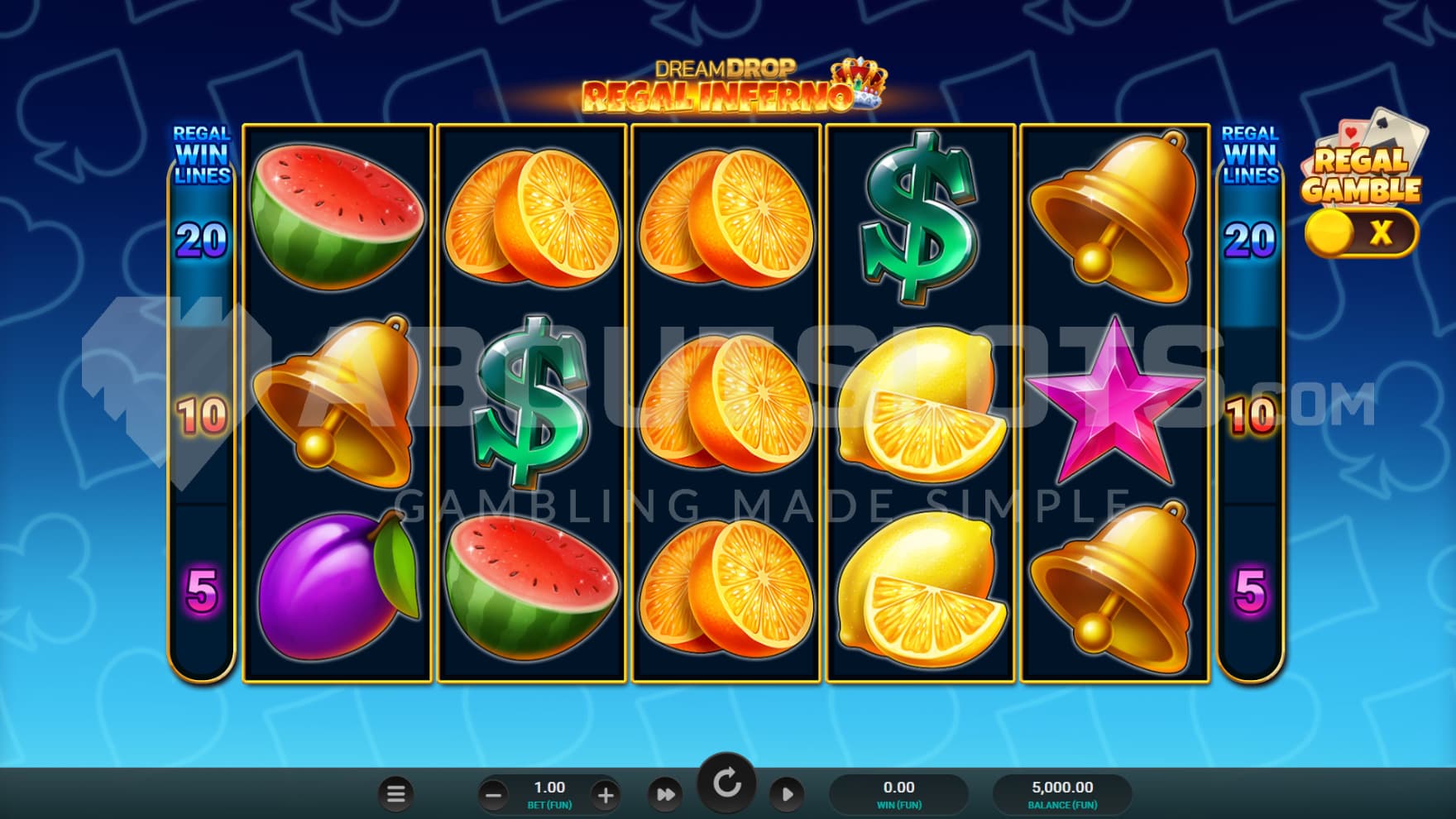 Bars sit on the left and right of the playing grid where you can change the amount of paylines