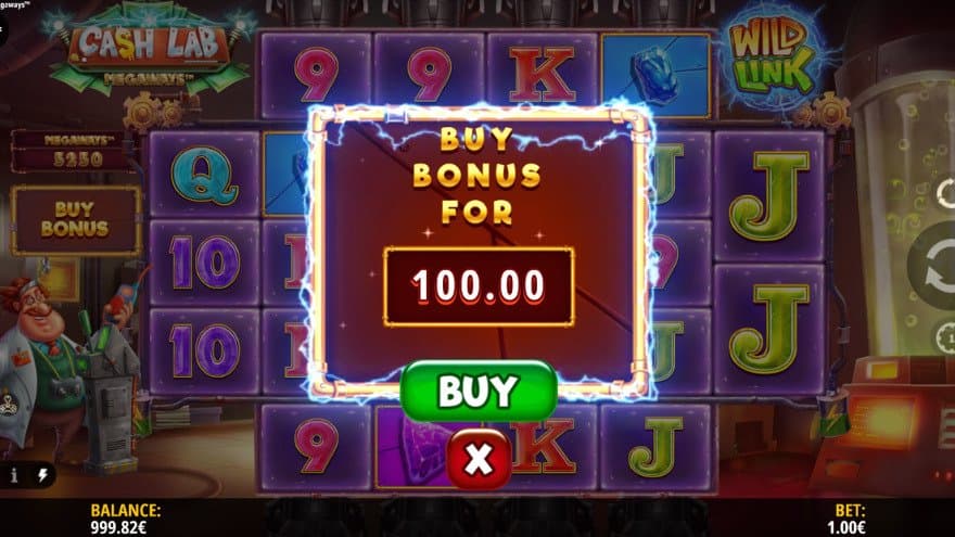 A menu offering the free spins for 100X the bet.