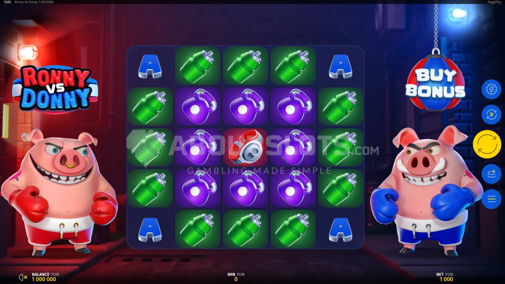 Ronny and Donny stands on each side of the playing grid, ready to throw fists
