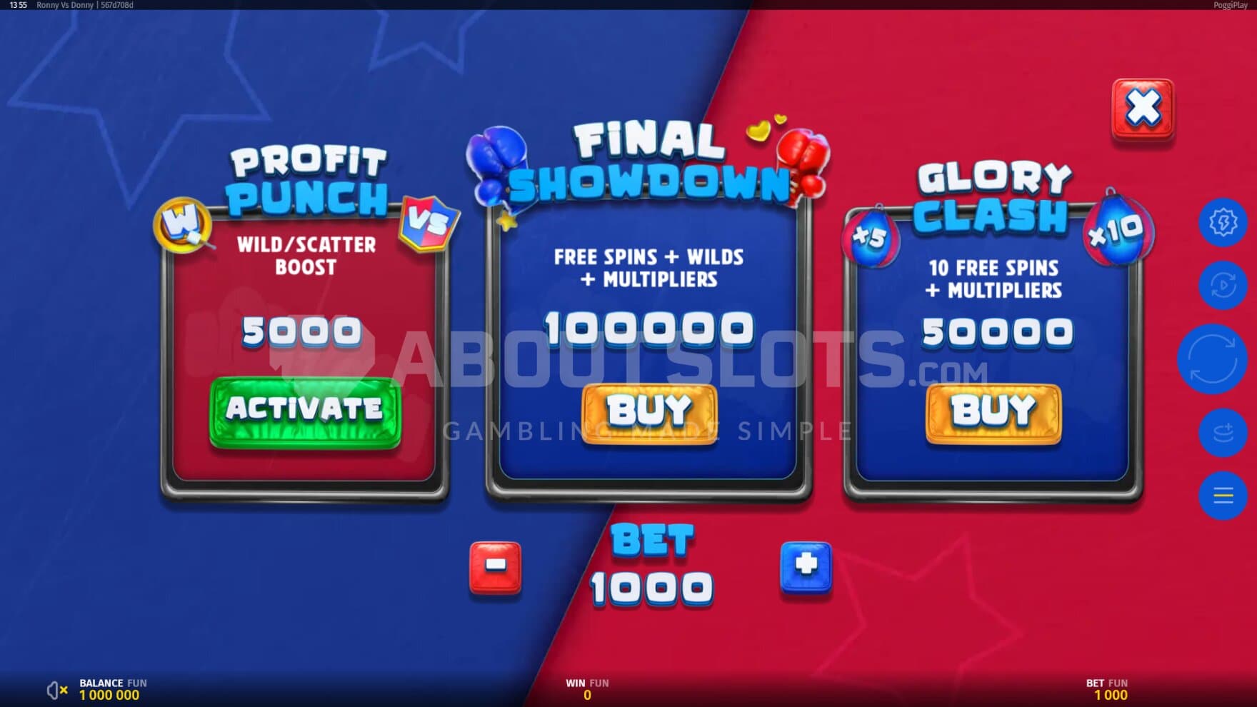 There are 2 types of Feature Buy and 1 Ante Bet option to choose from