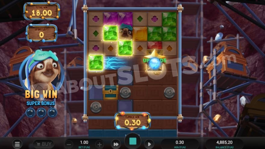 Super Dig Bonus with Chip on the left of the reels.