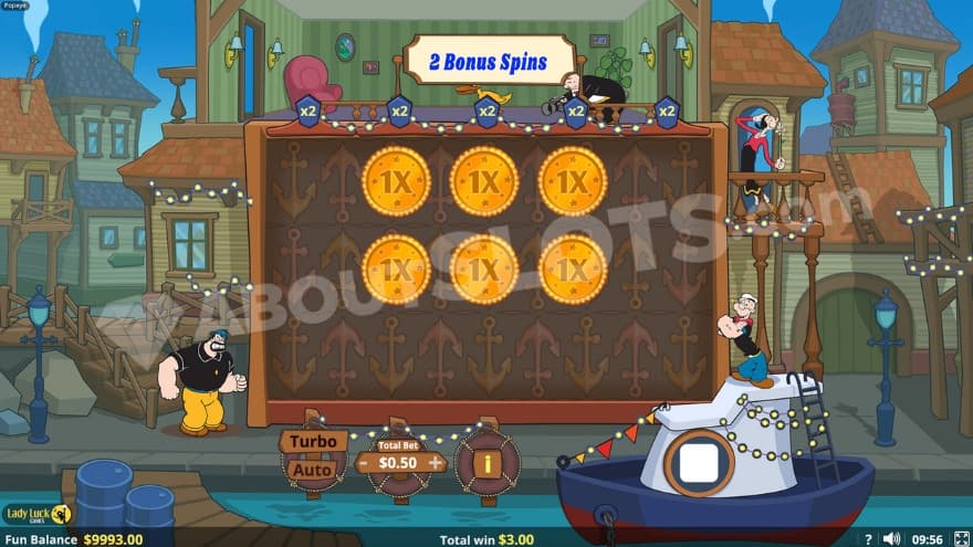 Coin Bonus game with six golden coin symbols on the reels.
