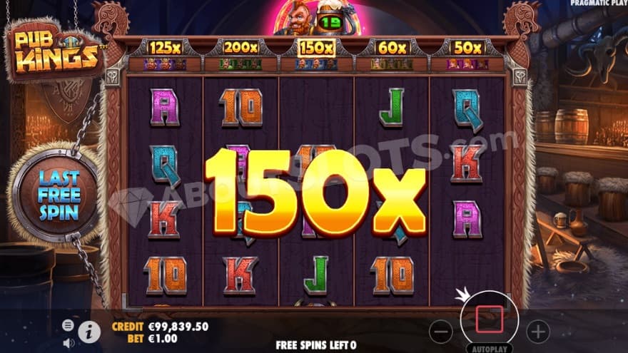 Big award of 150X at the end of the bonus game.