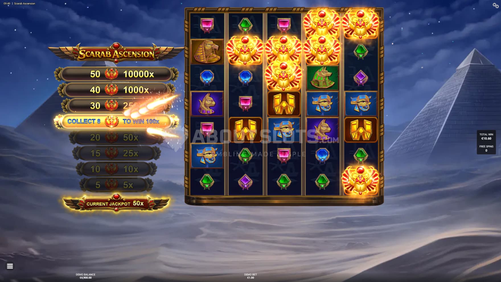 The playing grid grows and adds extra rows per level during the bonus game
