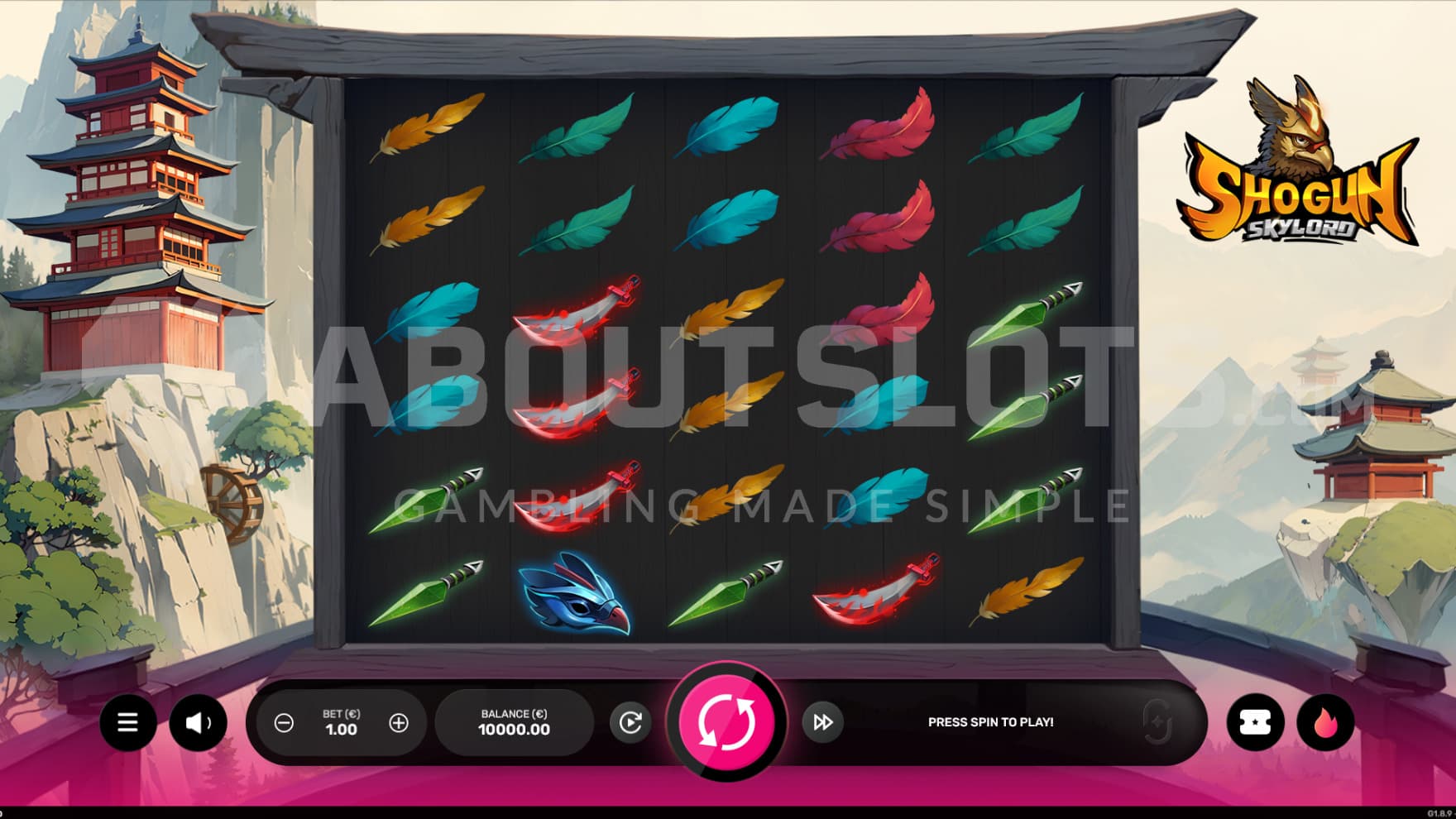 The base game is set in the mountains with a view of floating temples