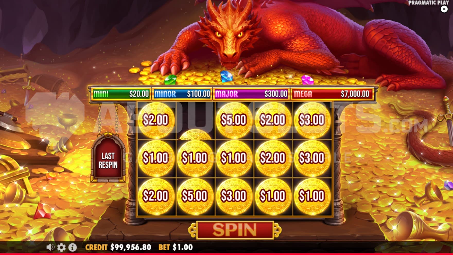 The Money Respins is active with Coins scattered all over the reels