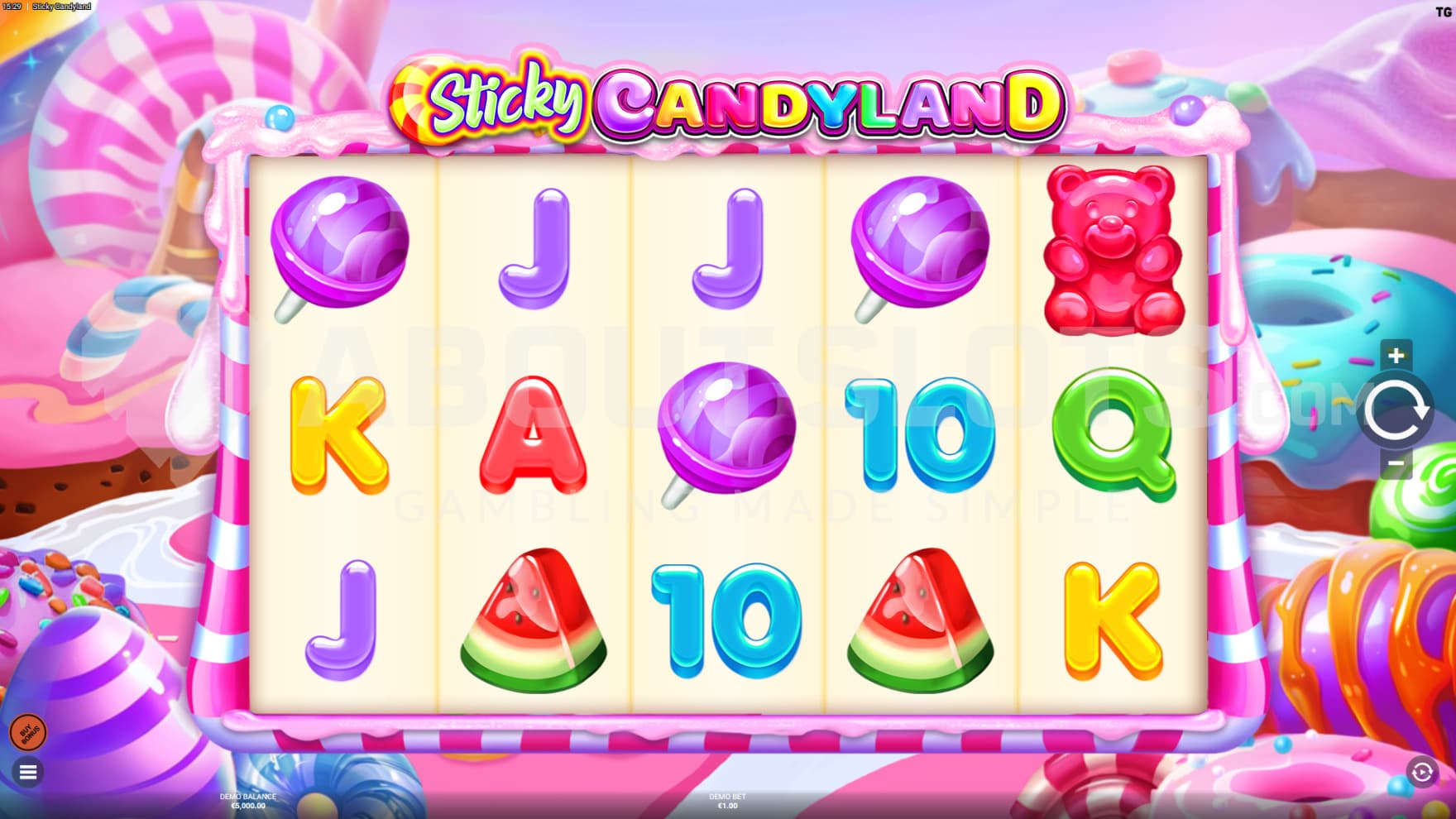 The base game playing grid gives a full view of the sweet kingdom