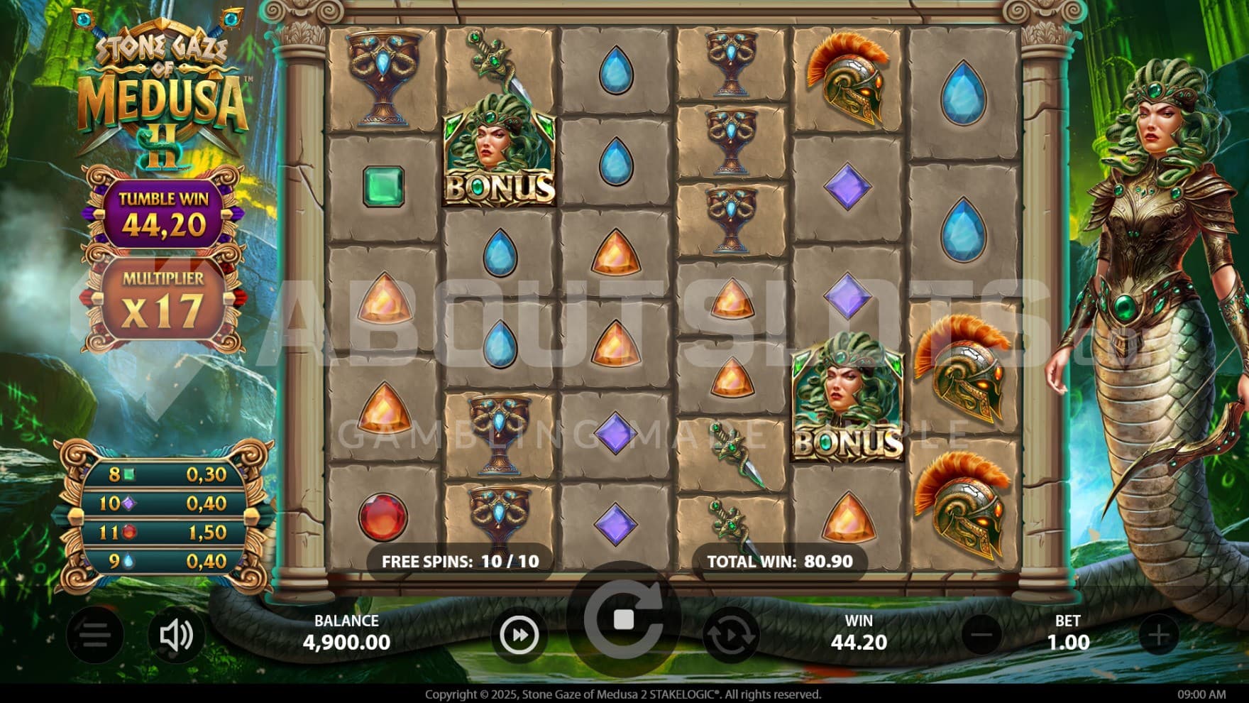 The Free Spins feature is going on with a 17X total win multiplier