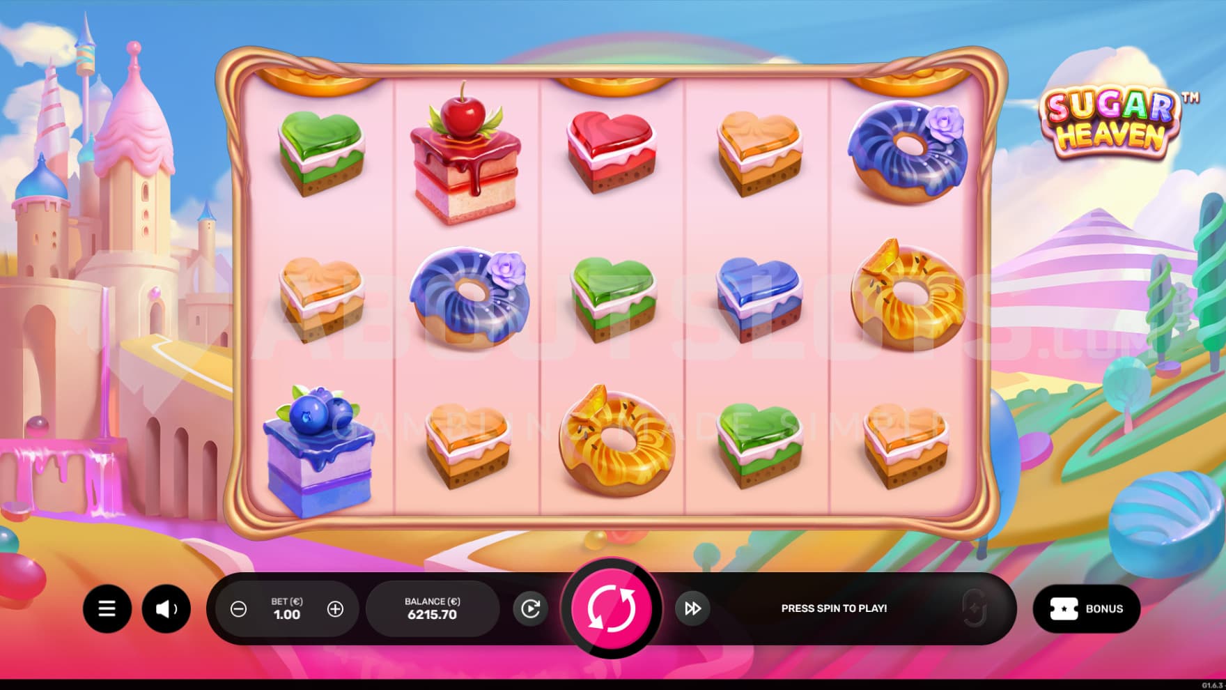 The base game set in a candy land