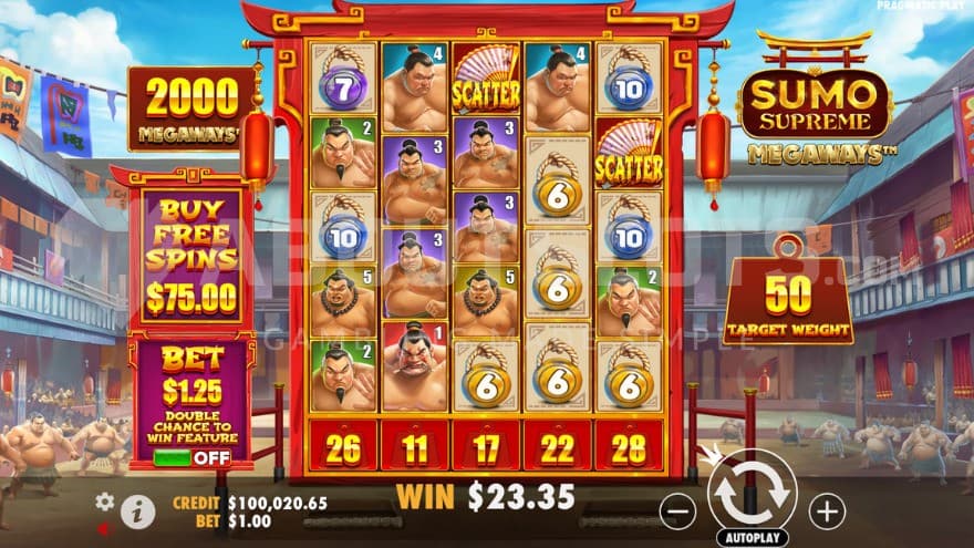 A screenshot of the base game taking place in a Honbasho.