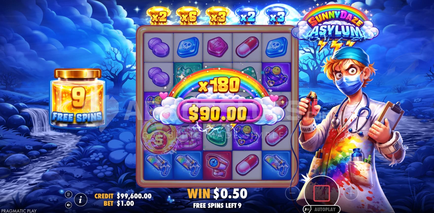 a 180X Multiplier applied to the wins