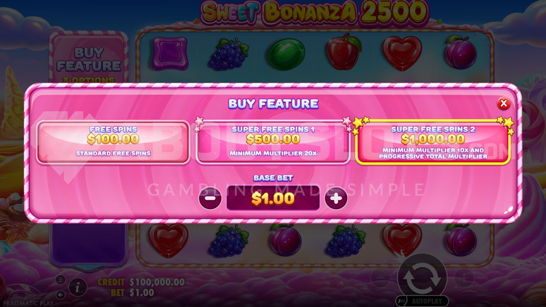 There are multiple Feature Buy and Ante Bet options to choose between