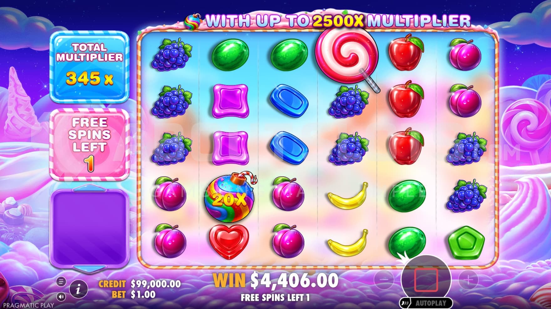 The Free Spins feature with a Progressive Multiplier on top of the current Multiplier Bombs