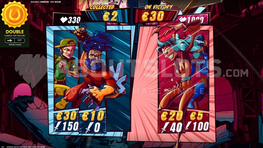 Showdown Free Spins bonus game with a current €30 win presented at the top of the reels.