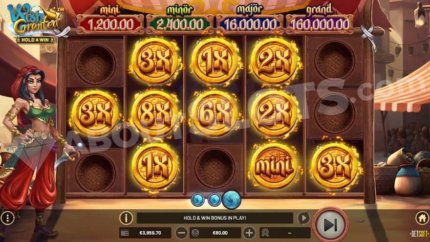 Ten Coin Symbols on the reels in the Bonus Game.