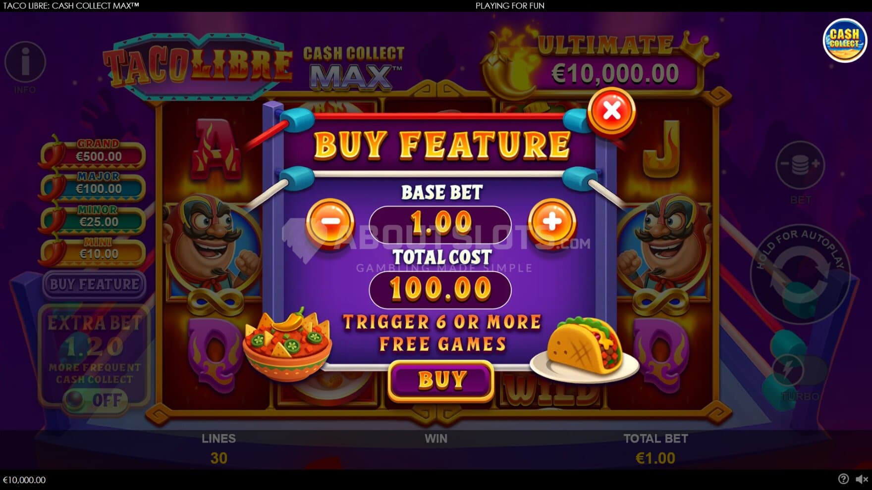You can instantly enter the bonus game for a price based on the current bet