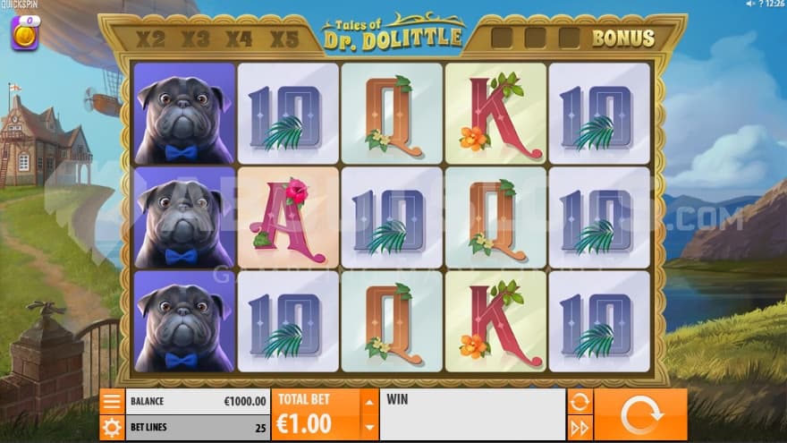 The playing grid with a mansion and airship in the background