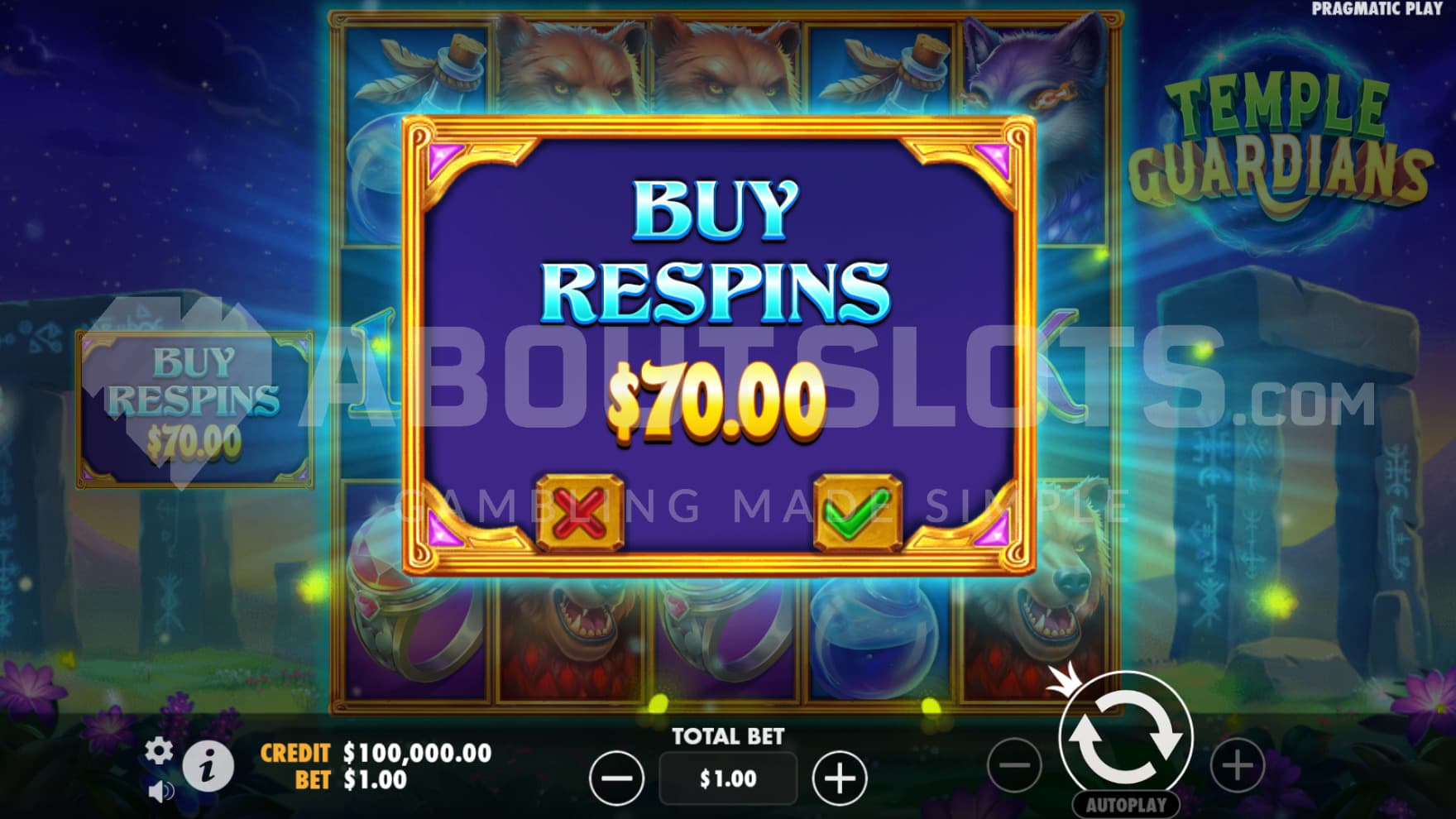 A feature Buy sign sits in front of the playing grid